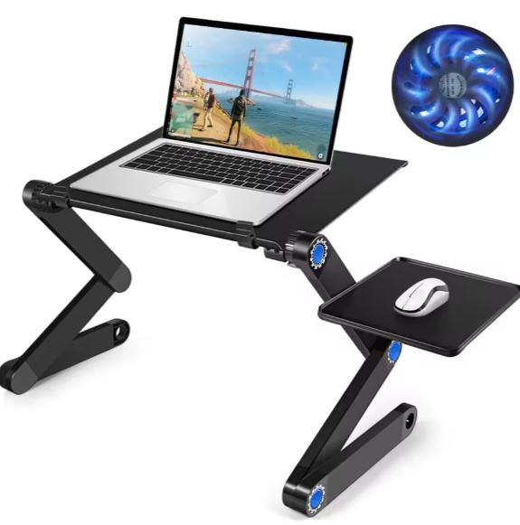 Table + Refroidisseurs d'ordinateur portable en aluminium pliable+ un support pour souris doté de tapis 3 en 1