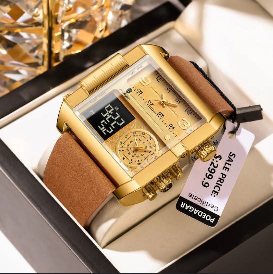 Montre Homme de Luxe POEDAGAR – Chronographe Lumineux, Étanche 3 ATM, Acier Inox & Quartz - KHEKELY